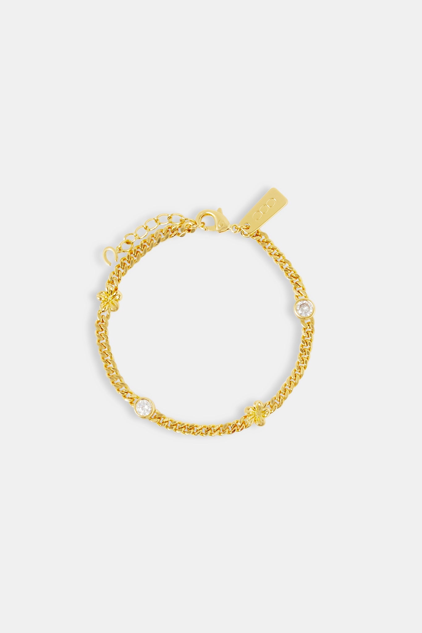 Cuban Flower and Cz Bracelet - 6mm