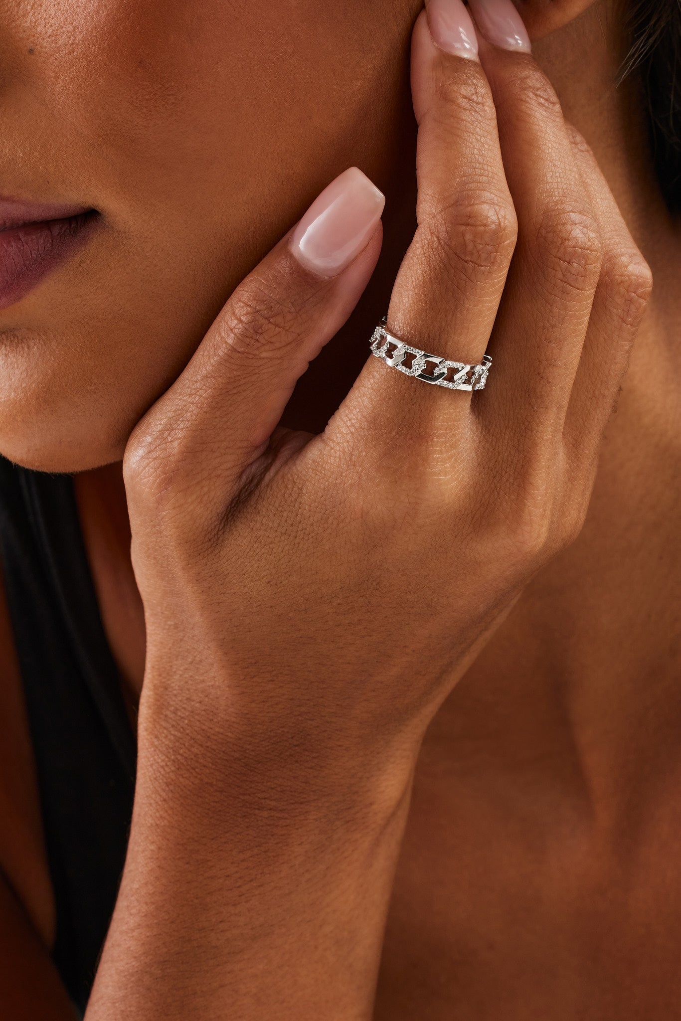 Iced and Polished Hexagon Ring - 5mm - White