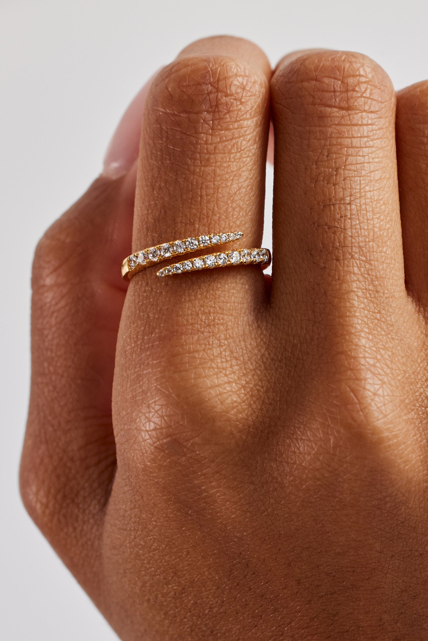 Iced CZ Wrap Ring - 7mm - Gold