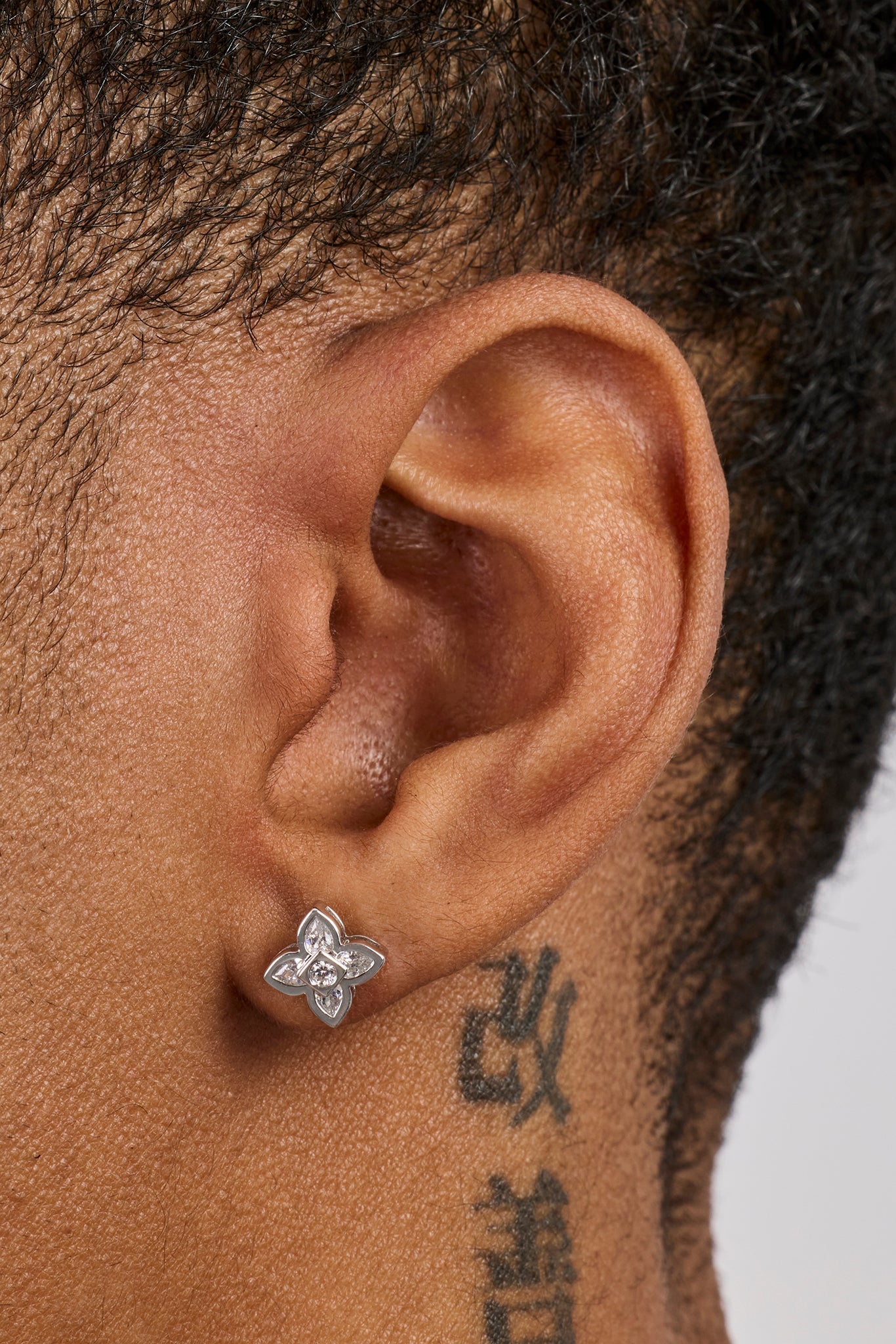 Iced Cross Motif Stone Stud Earrings - 8mm