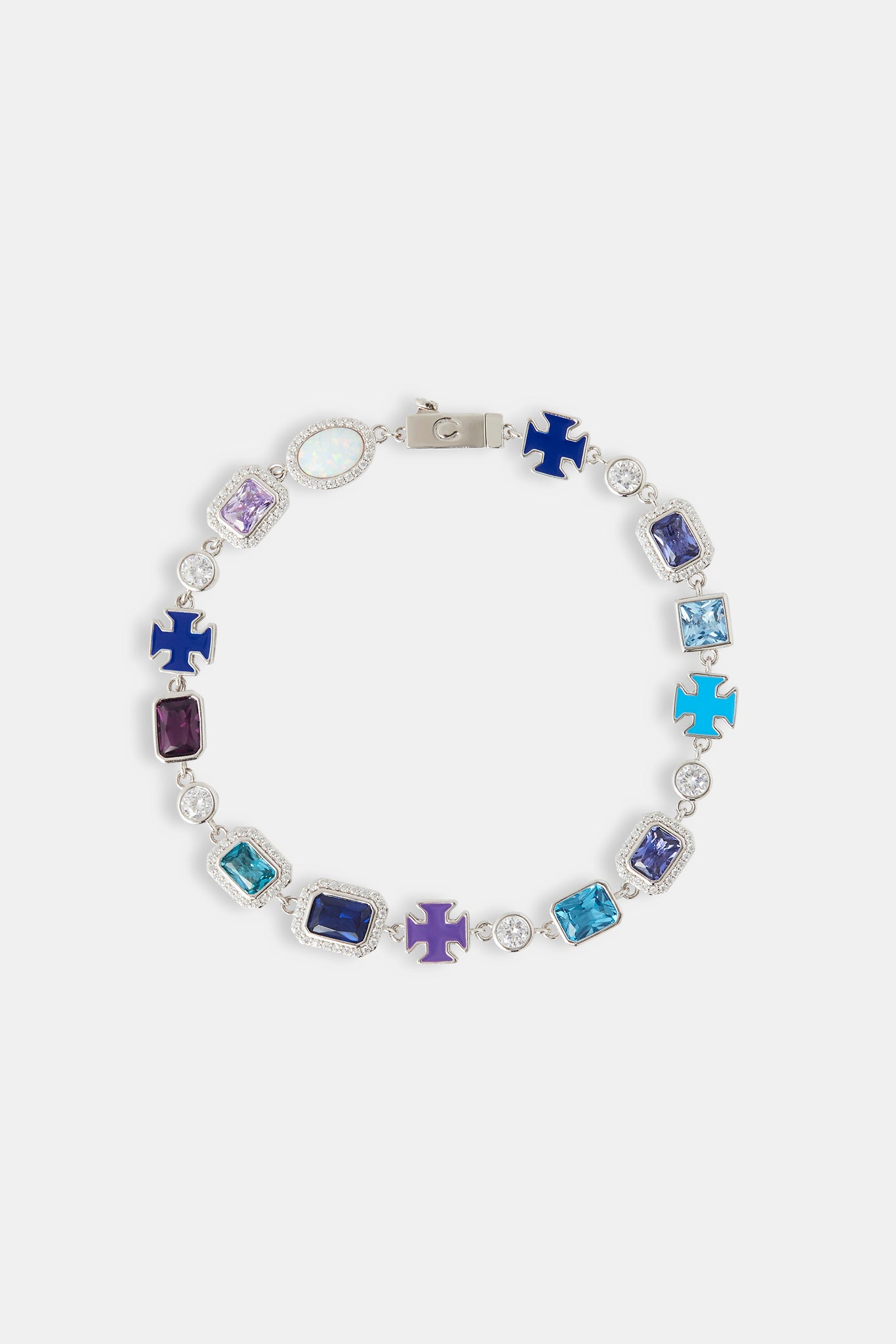 Blue Multi Gemstone Motif Bracelet - 10mm