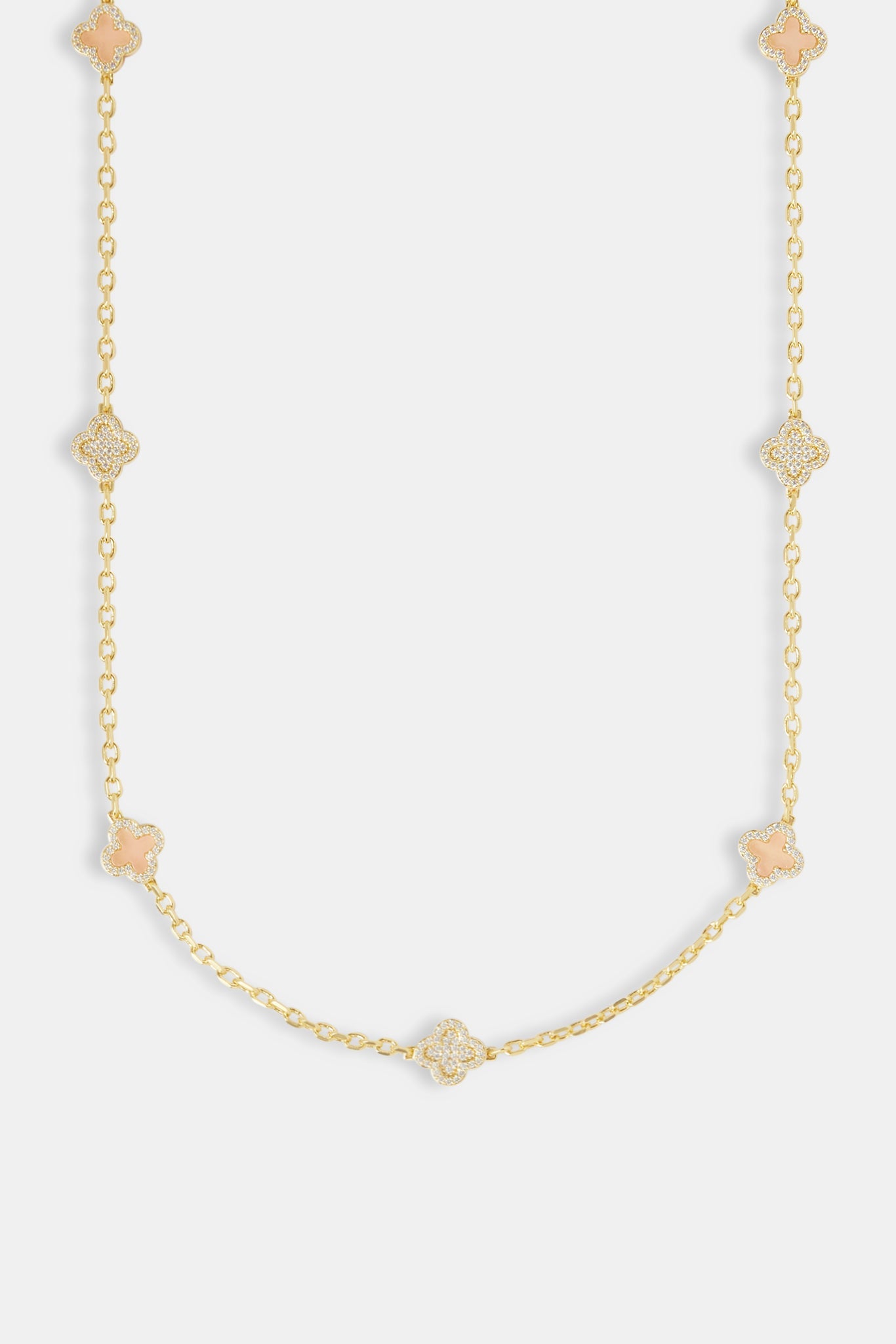 Pink Agate & Iced Motif Rolo Chain - 10mm