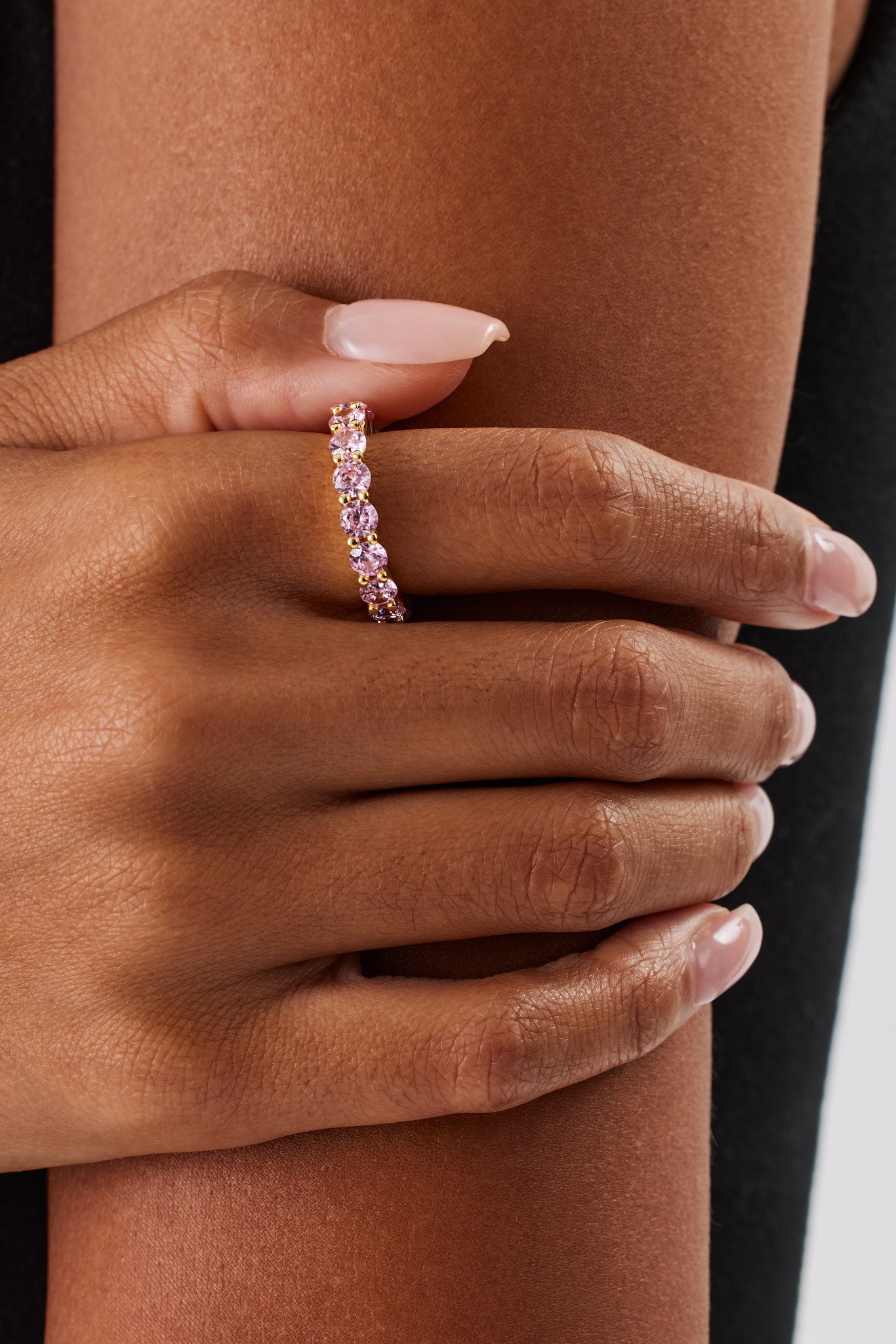 Pink Round Stone Tennis Ring - 4mm