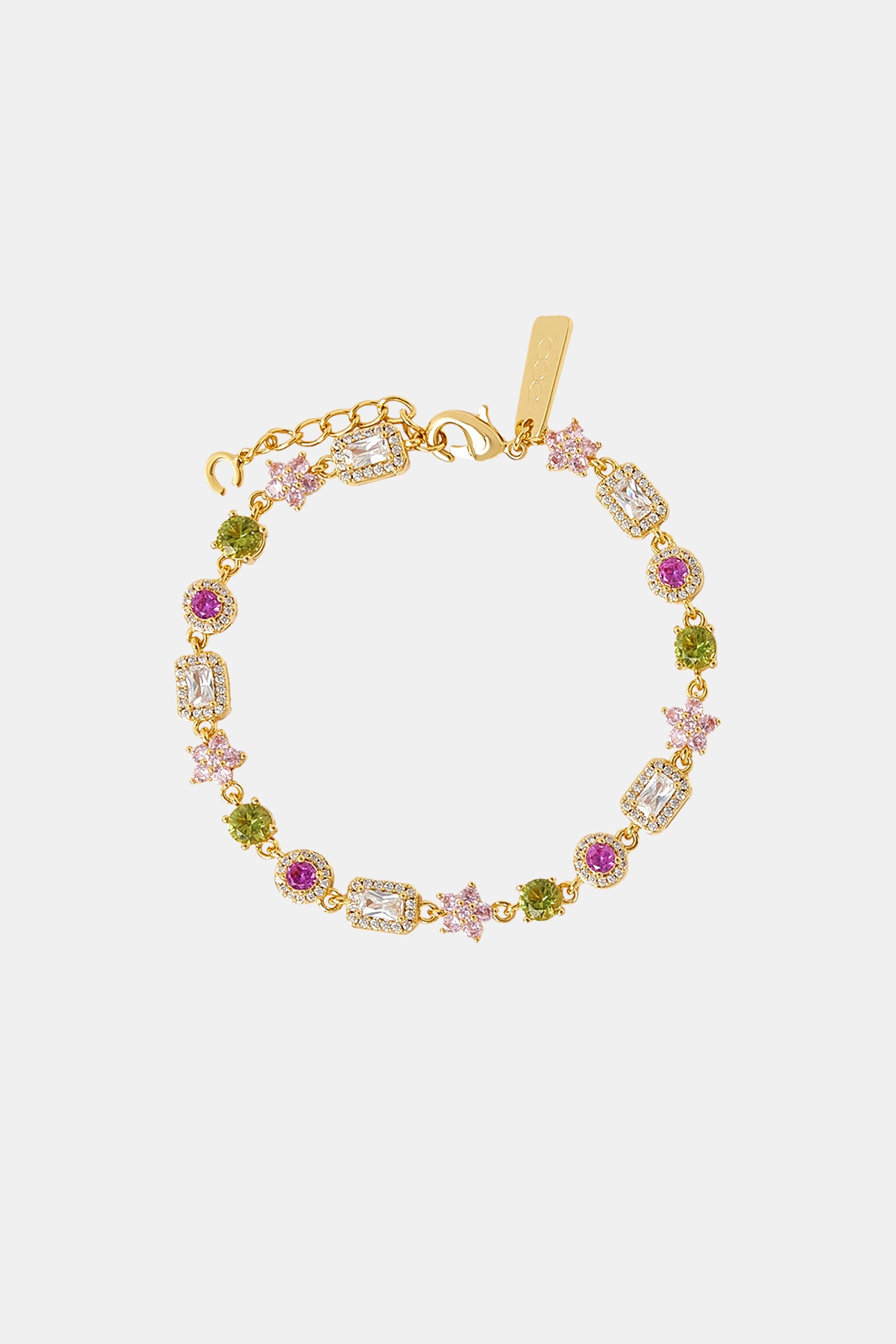 Iced Floral Multi Gemstone Bracelet - 6mm