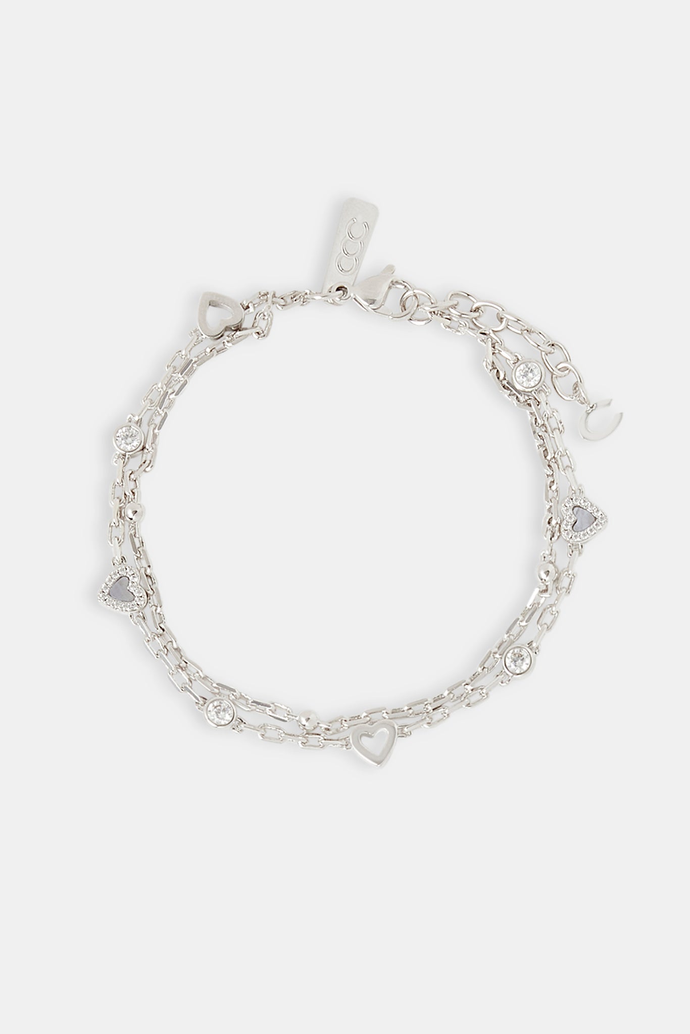 Purple Agate Heart Double Layer Rolo Bracelet - 8mm