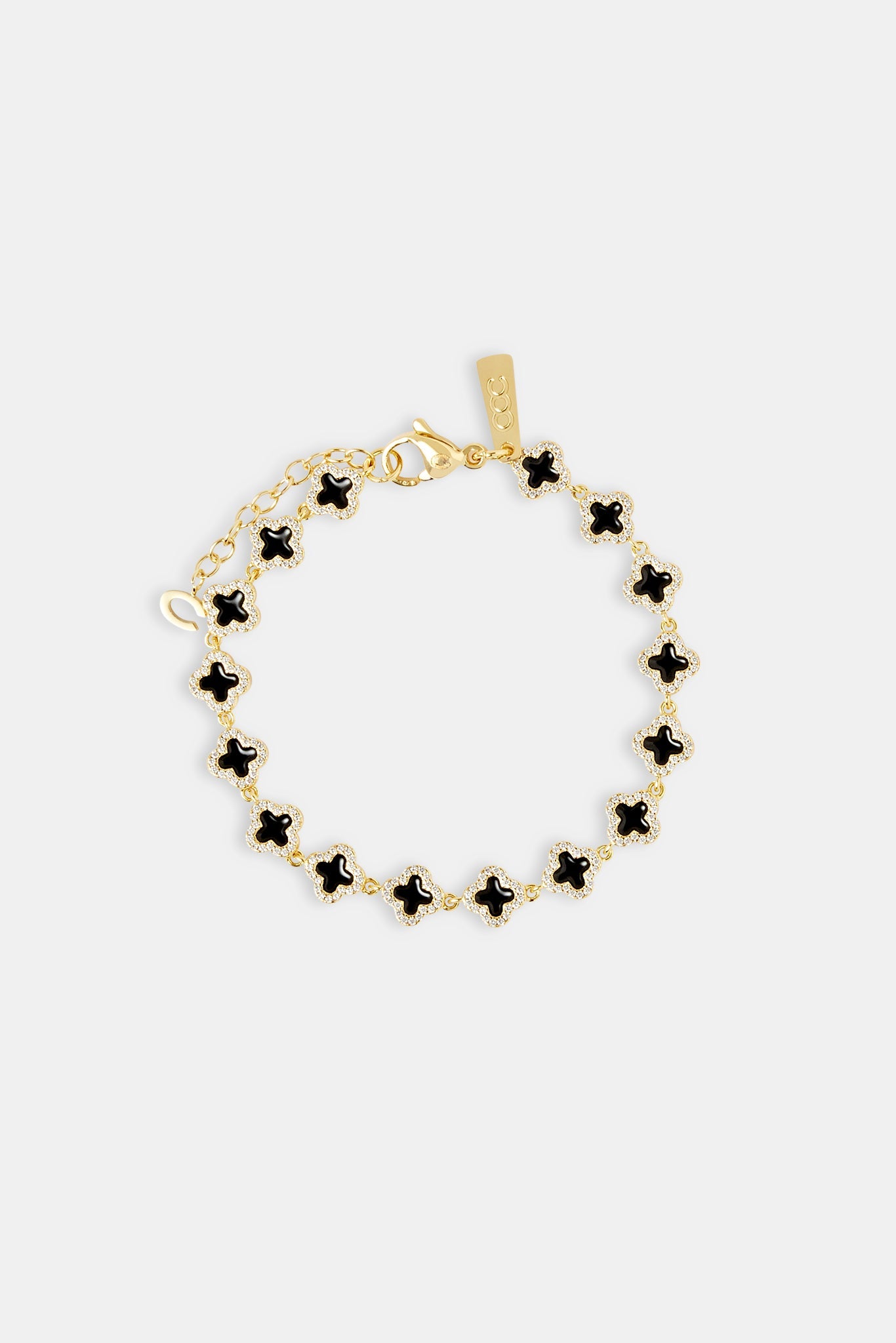 Black Enamel Motif Bracelet- 8mm