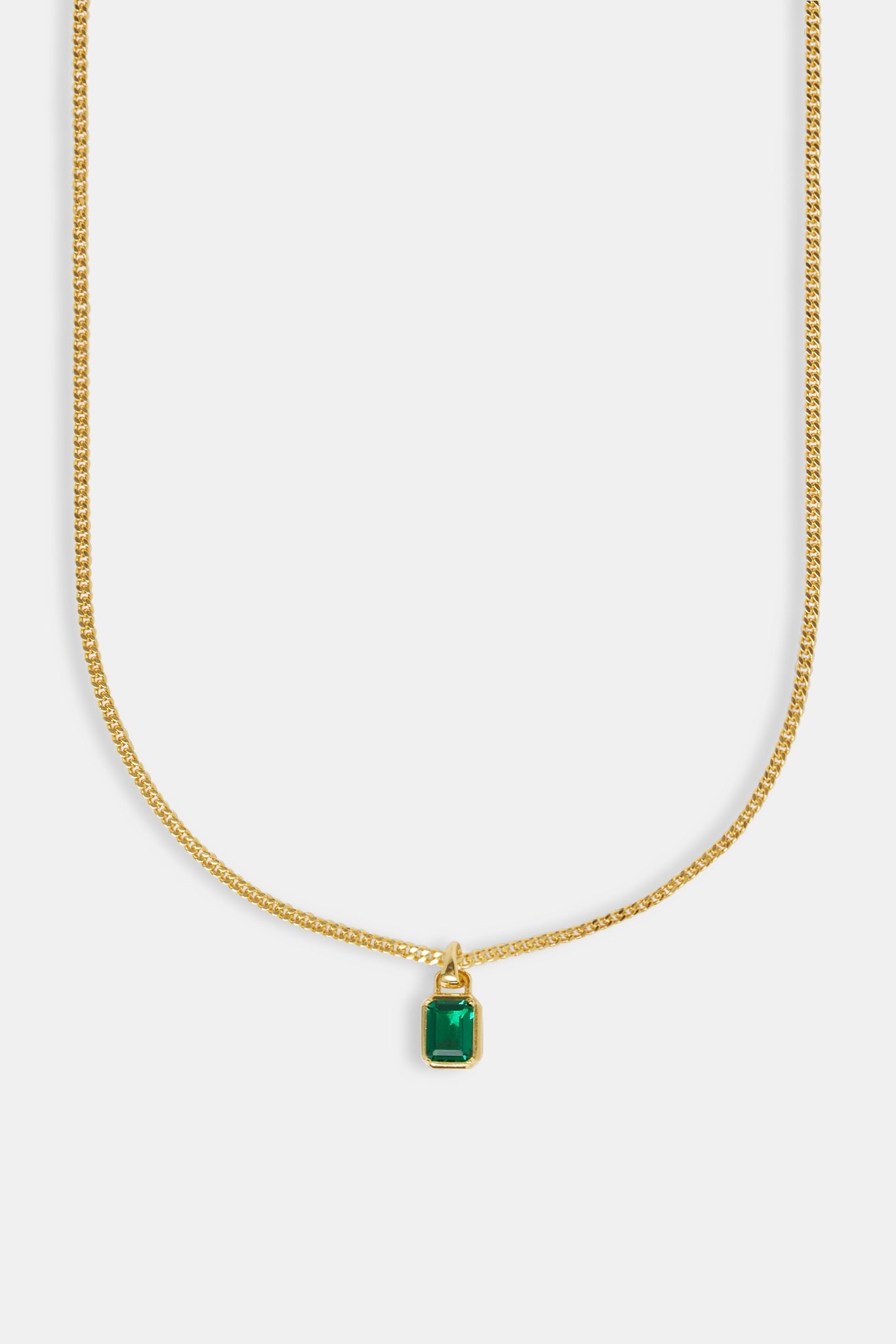Micro Iced Green Gemstone Necklace - 10mm - Gold