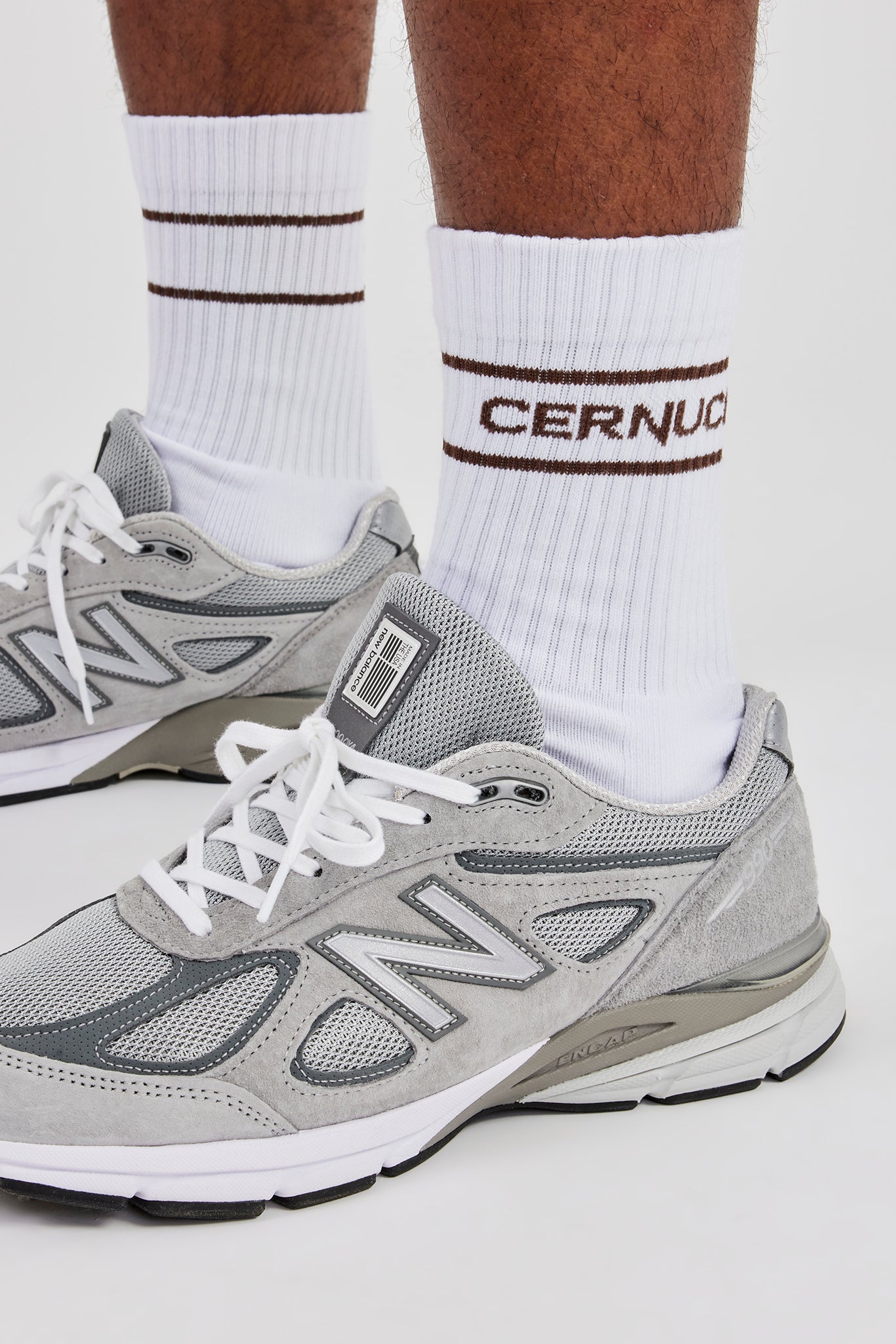 Coffee Logo Stripe Socks - White