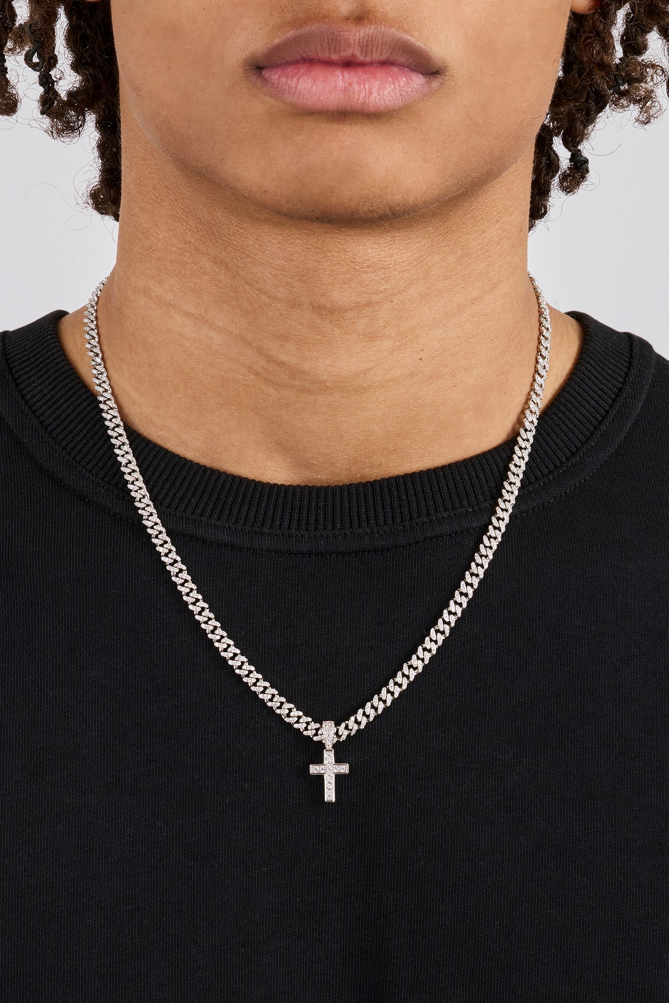 Iced Drop Cross Iced Cuban Chain - 5mm