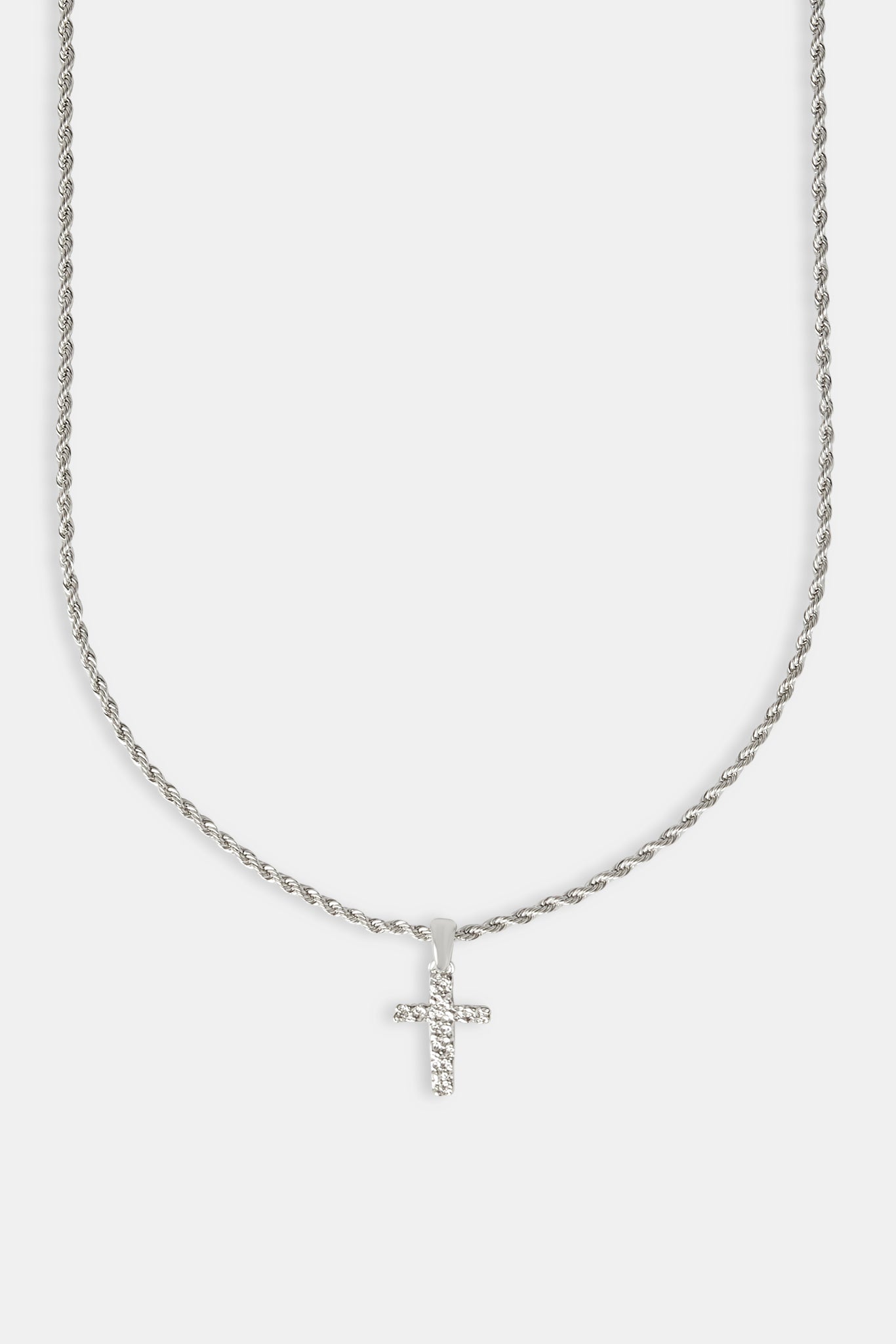 Micro Textured Cross Rope Necklace - 15mm