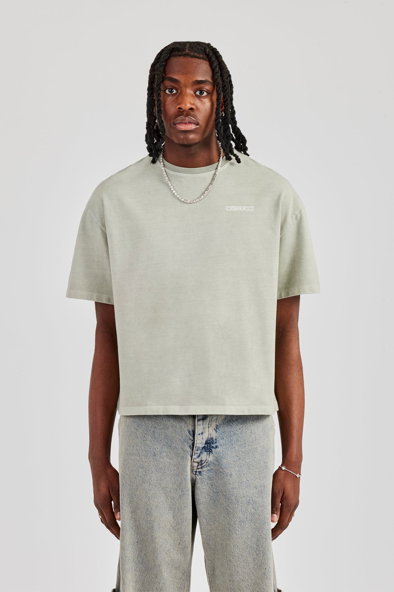 Cracked Back Print Boxy T-Shirt - Green