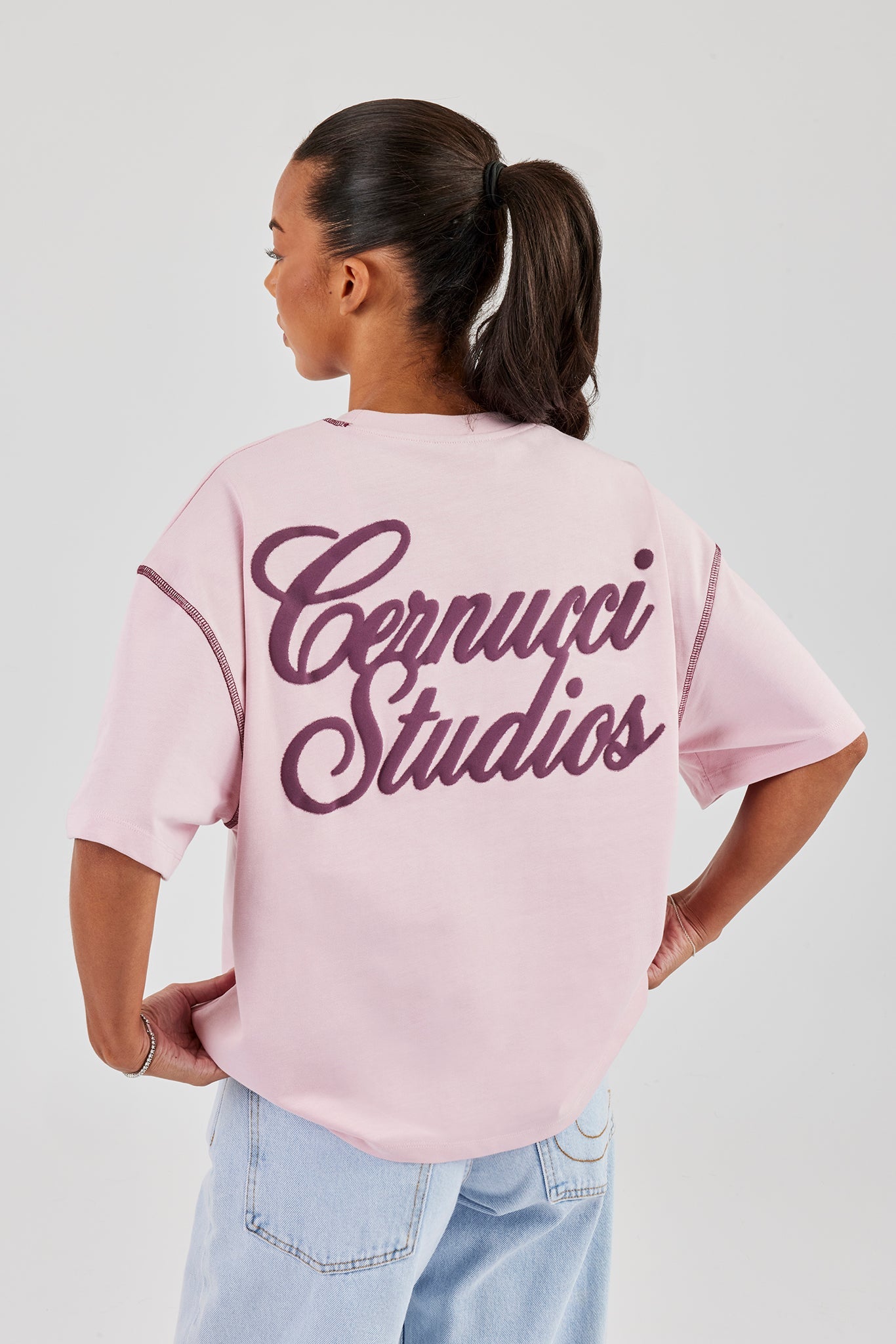 Studios Back Print Oversized T-Shirt - Baby Pink | Womens Tees