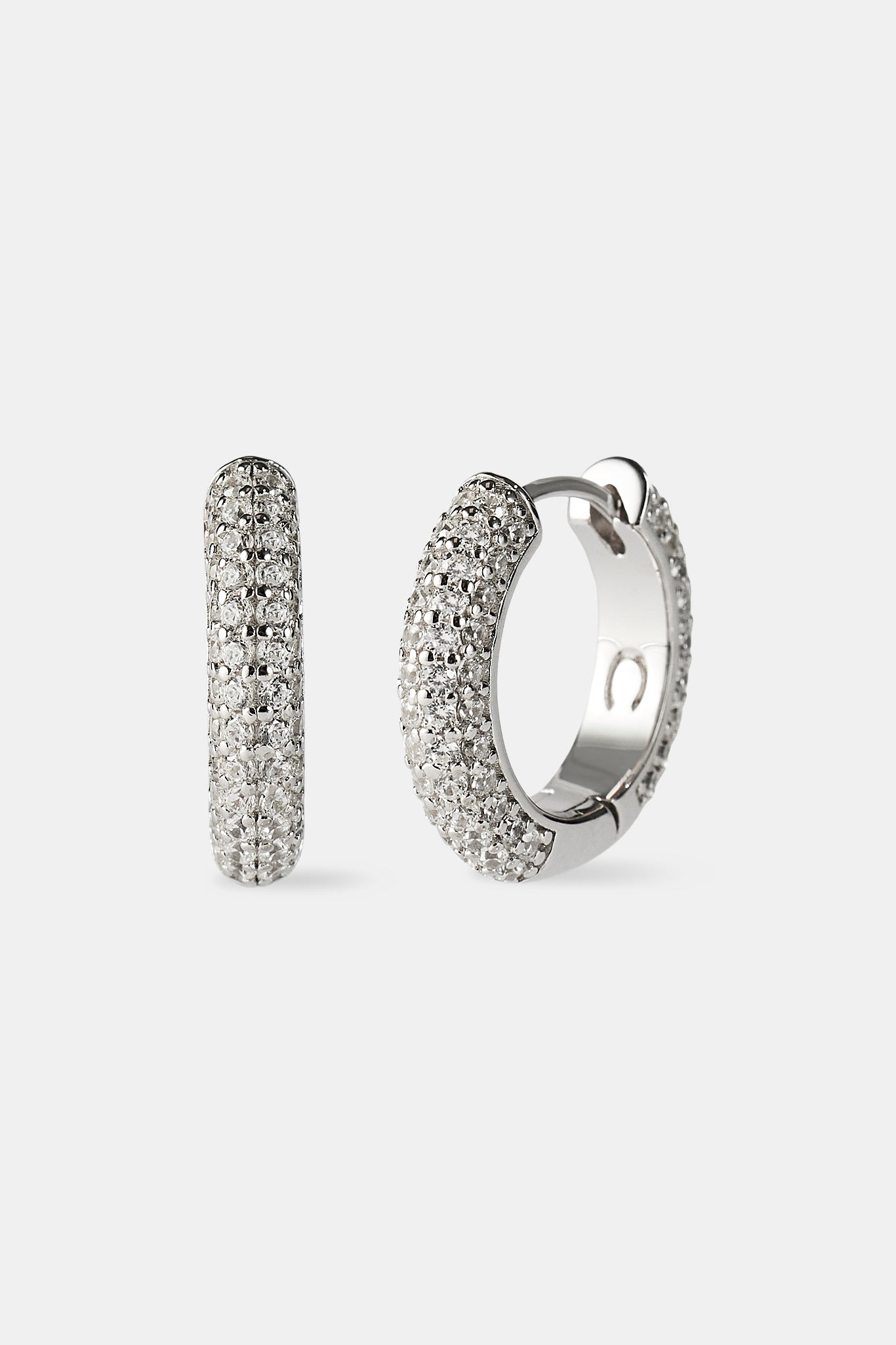 Iced Hoop Earrings - 15mm - White – Cernucci US