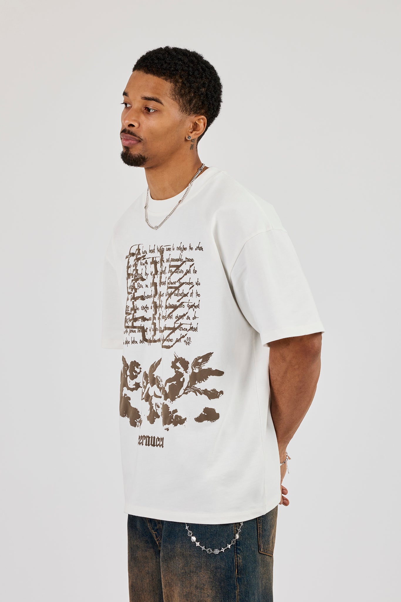 Cernucci Matte PU Oversized T-Shirt - Off White