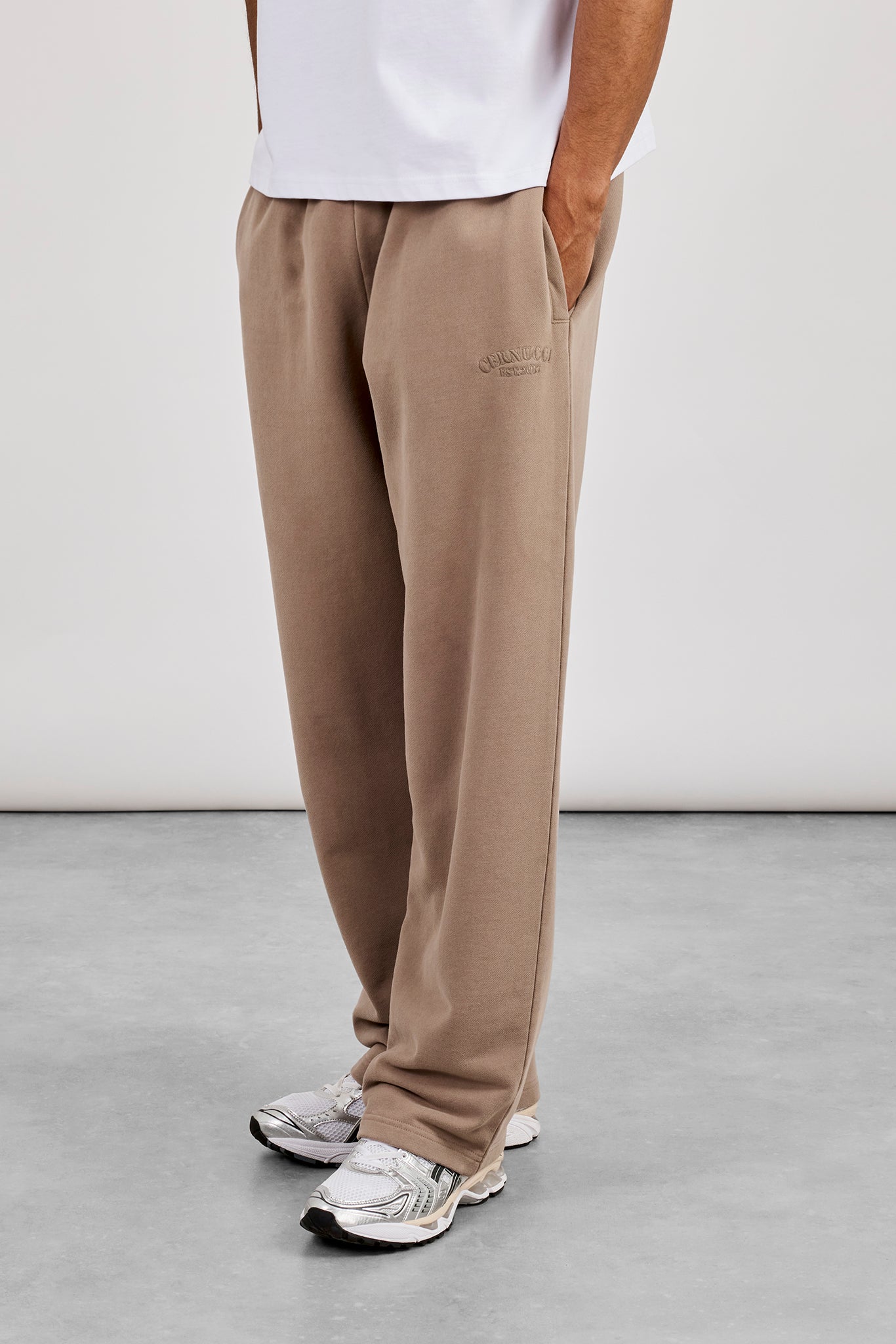Washed Embroidered Relaxed Jogger - Taupe