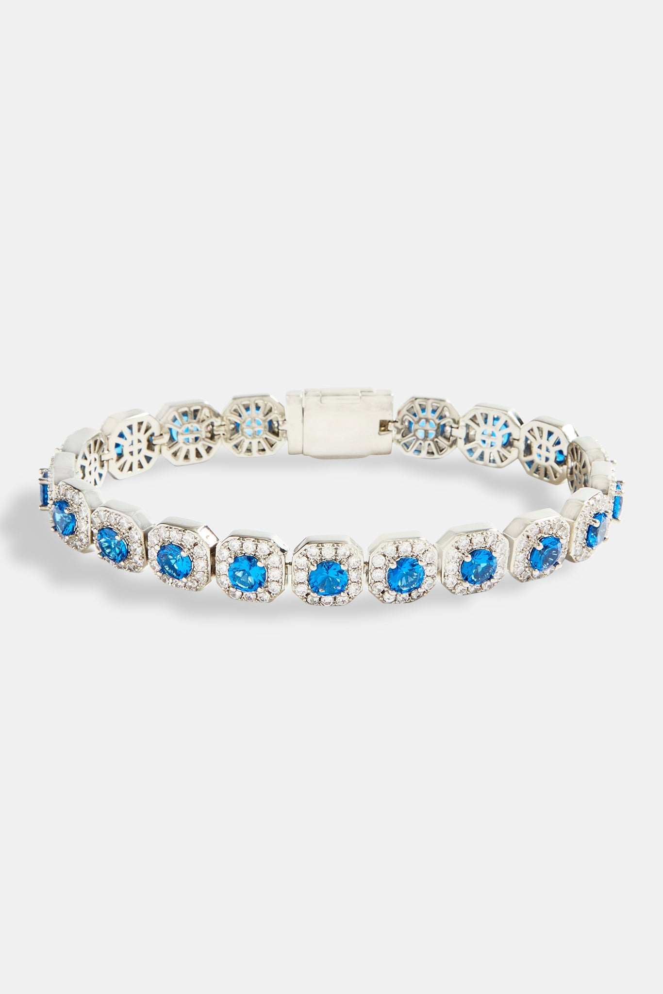 10mm Iced Blue CZ Cluster Bracelet