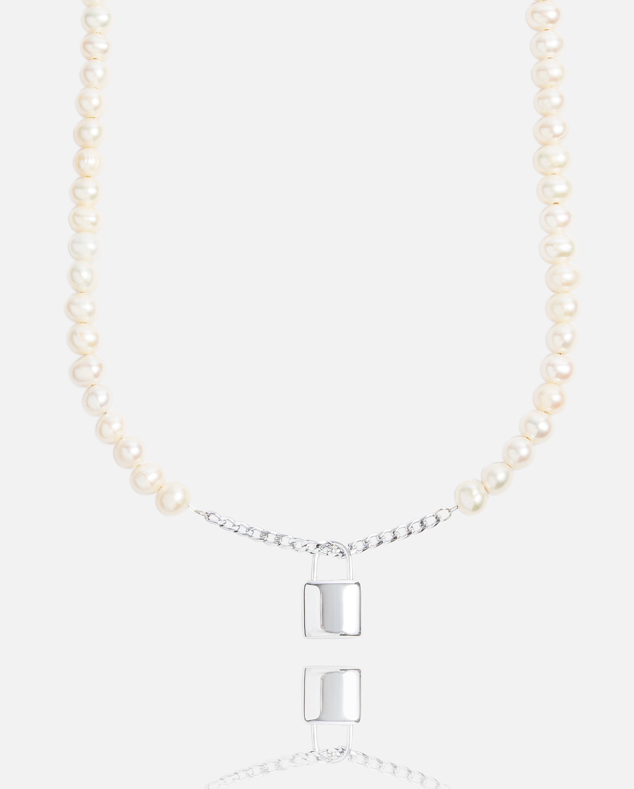 6mm Pearl + Padlock Necklace Cernucci US
