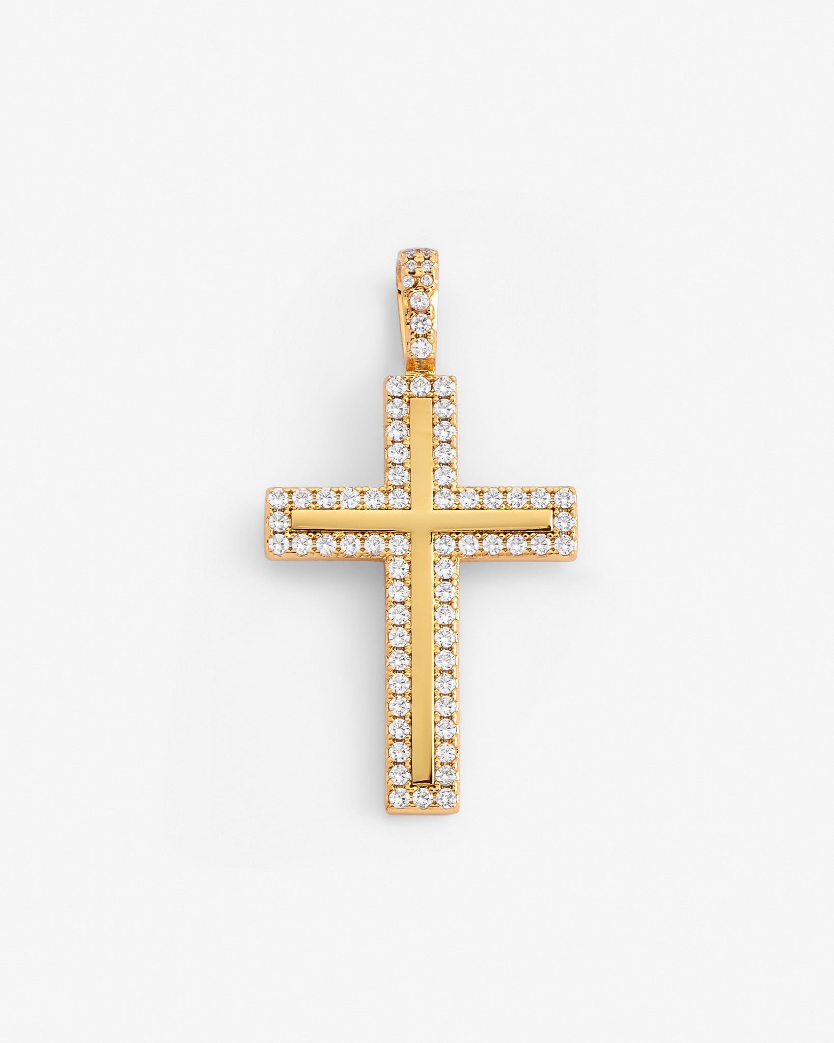 Iced Cross Pendant - Gold