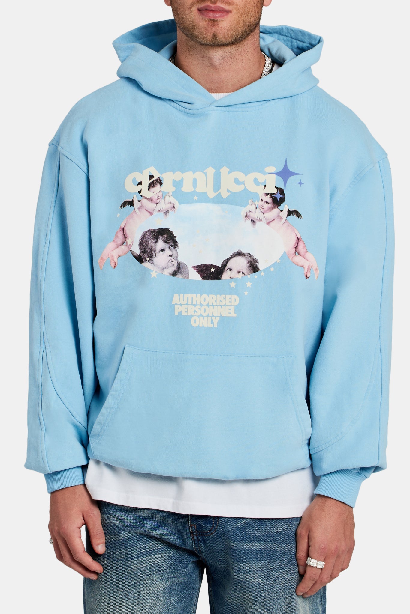 Cherub Graphic Hoodie - Light Blue | Mens Tops | Shop Hoodies at ...