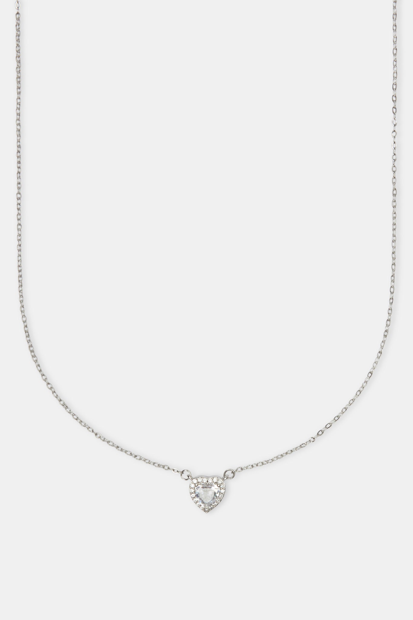 Clear Heart Bezel Necklace - White - 10mm