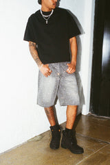 Rhinestone Jort - Washed Grey