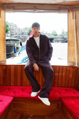 Suede Collared Jacket - Charcoal