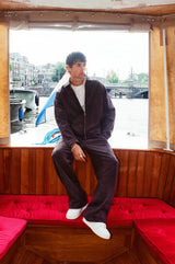 Suede Collared Jacket & Straight Leg Trouser - Charcoal