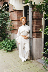 Rib Waistband Wide Leg Jogger - Ash Grey