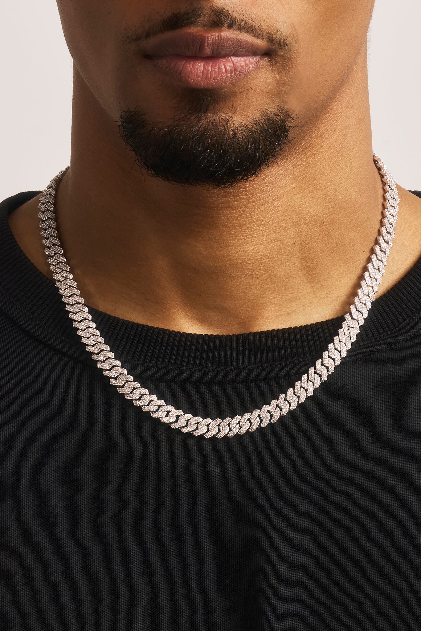 Iced Prong Cuban Chain - 10mm - White