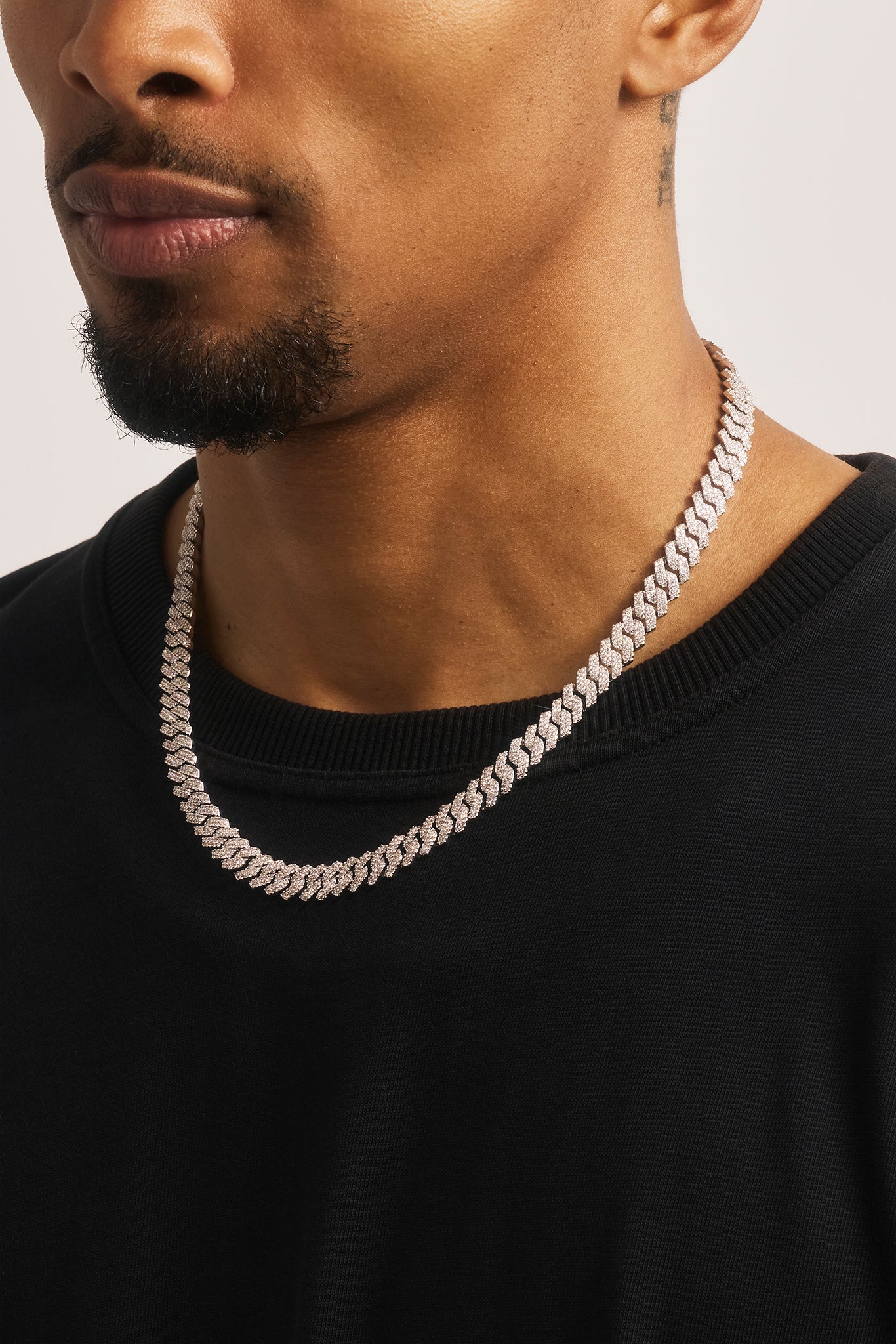 Iced Prong Cuban Chain - 10mm - White
