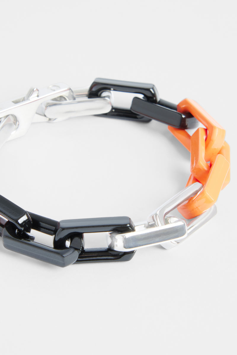 10mm Black & Orange Link Bracelet