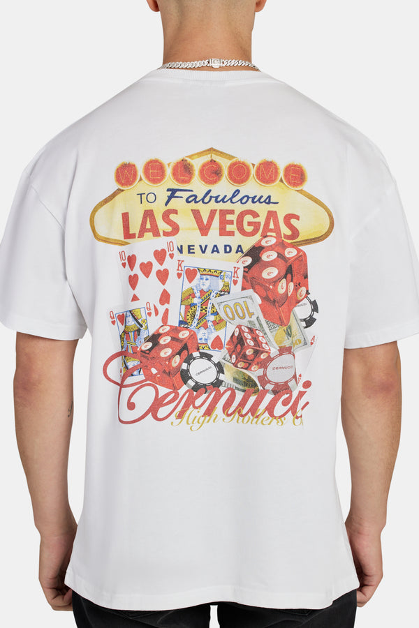 Casino Back Print Oversized T-Shirt - White