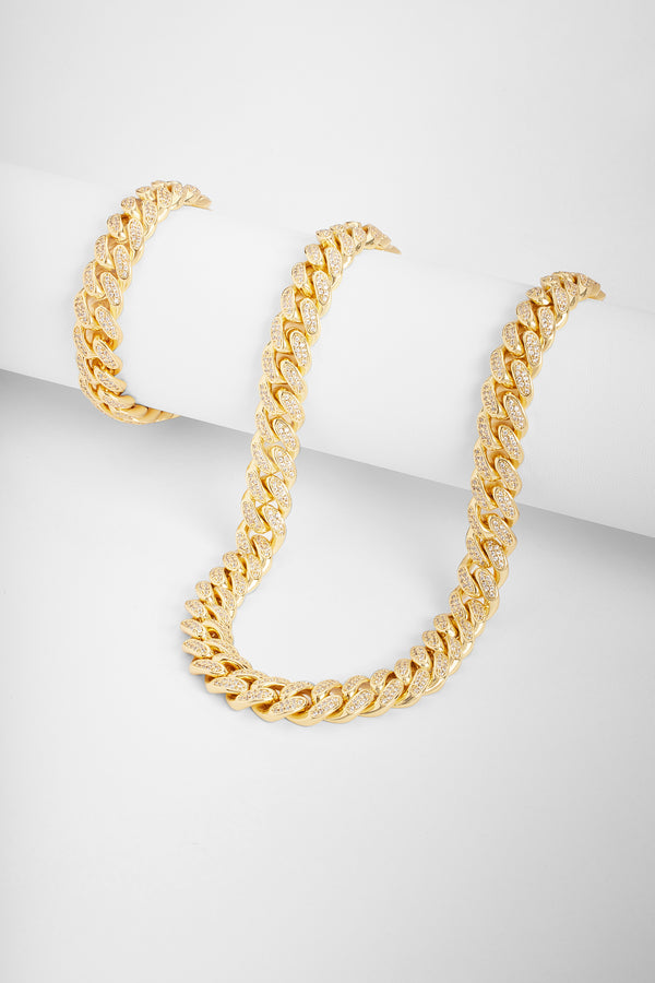 12mm Iced Cuban Chain + Bracelet Bundle - Gold