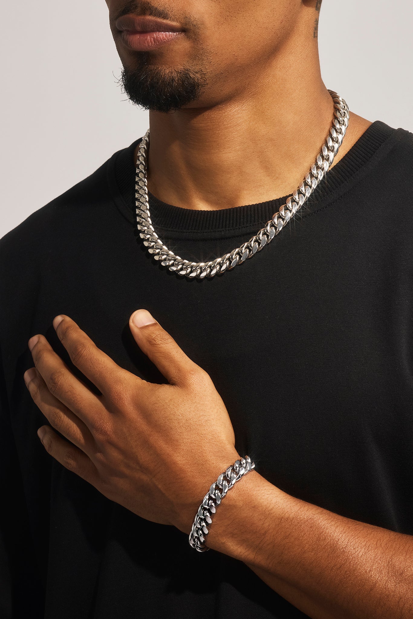 Miami Cuban Link Bracelet & Chain - 12mm - White