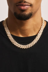 Iced Prong Cuban Chain - 14mm - Gold