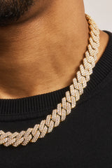 Iced Prong Cuban Chain - 14mm - Gold