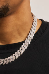 Iced Prong Cuban Chain - 14mm - White