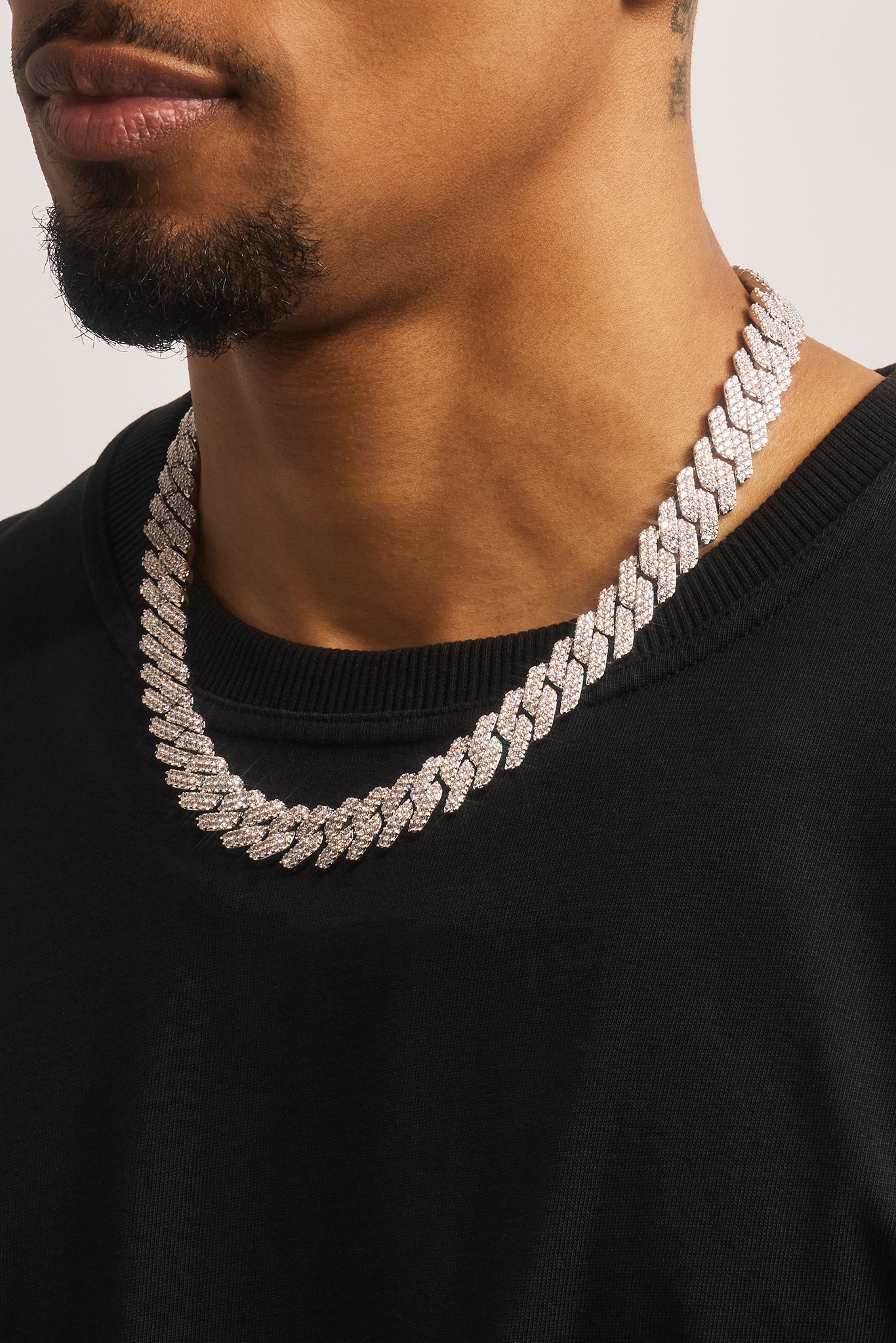 Iced Prong Cuban Chain - 14mm - White
