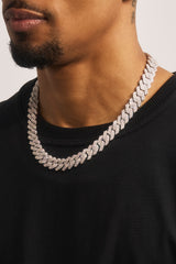 Iced Prong Cuban Chain - 14mm - White