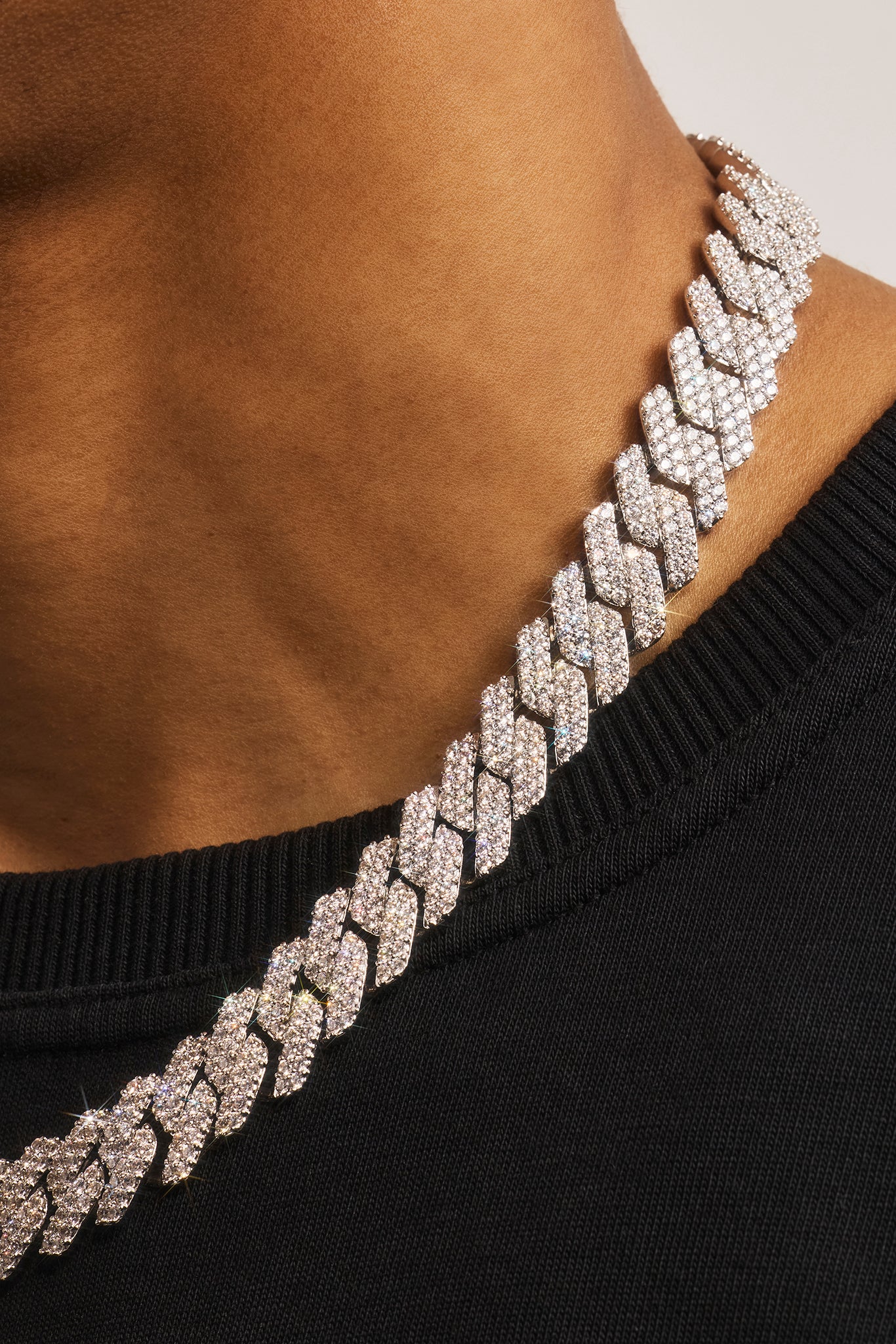 Iced Prong Cuban Chain - 14mm - White