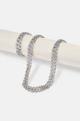 14mm Prong Cuban Chain & Bracelet - White