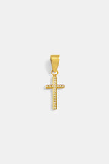 18mm Iced CZ Micro Gold Plated Cross Pendant