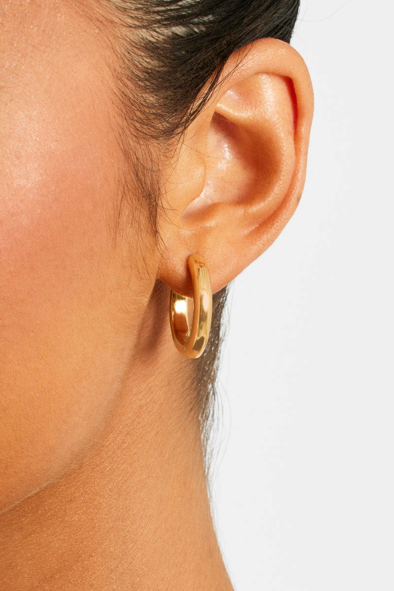 24mm Chunky Hoop Earrings - Gold