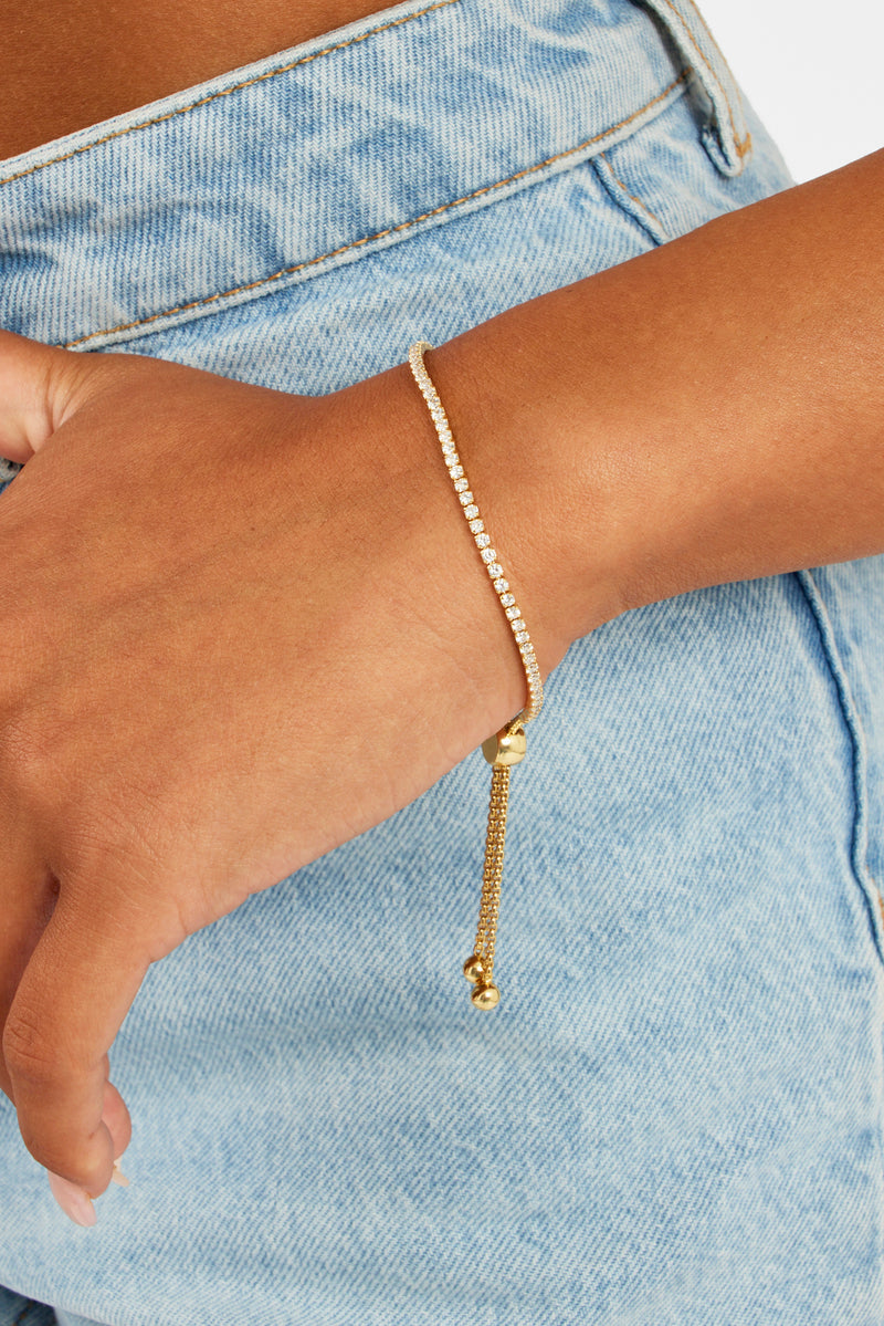 2mm Tennis Toggle Bracelet - Gold