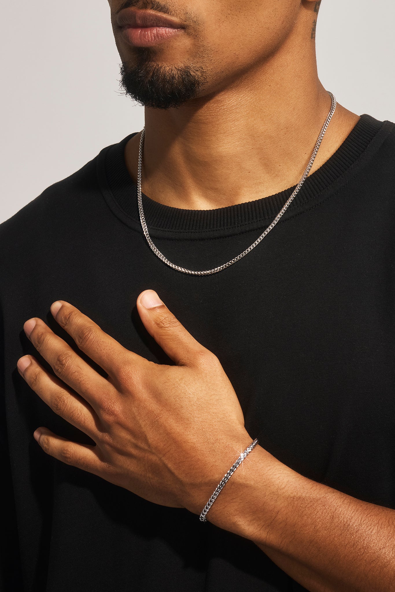 3mm Franco Chain & Bracelet - White