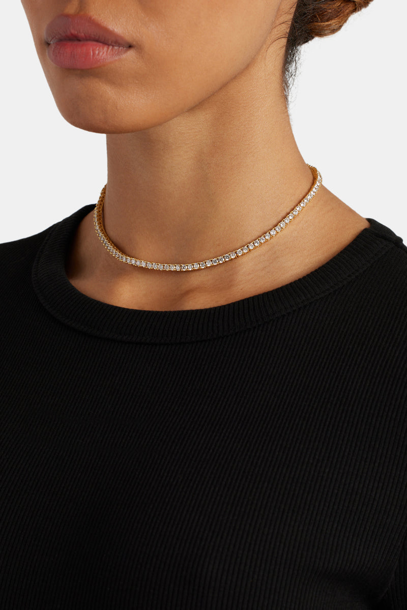 3mm Tennis Chain Choker  - Gold