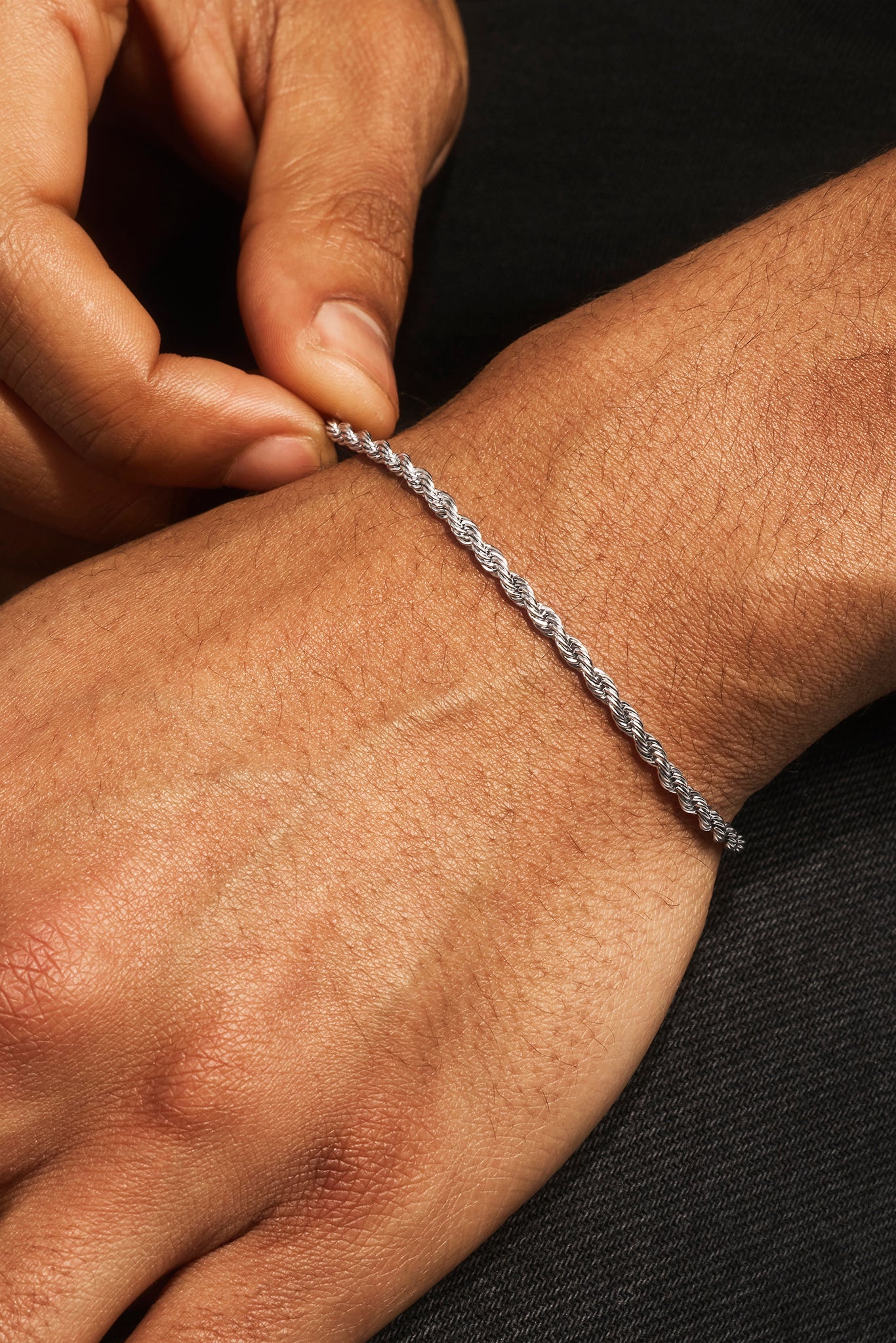 5mm Miami Cuban Bracelet & 3mm Rope Bracelet Set - White