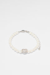Freshwater Pearl and Iced Heart Bracelet