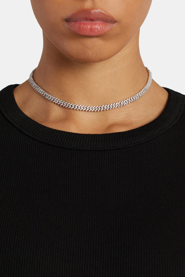 5mm Iced Pink Prong Chain Choker