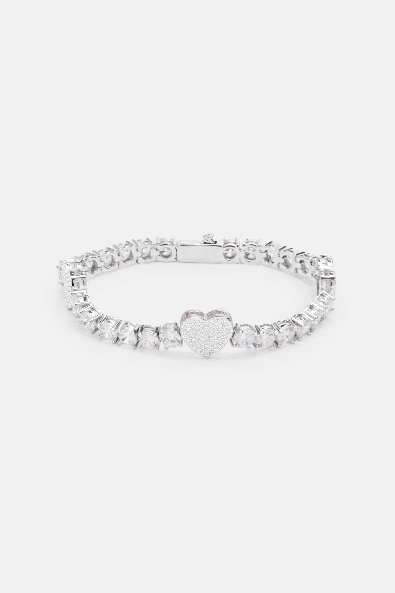 5mm Iced Cz Tennis Heart Bracelet